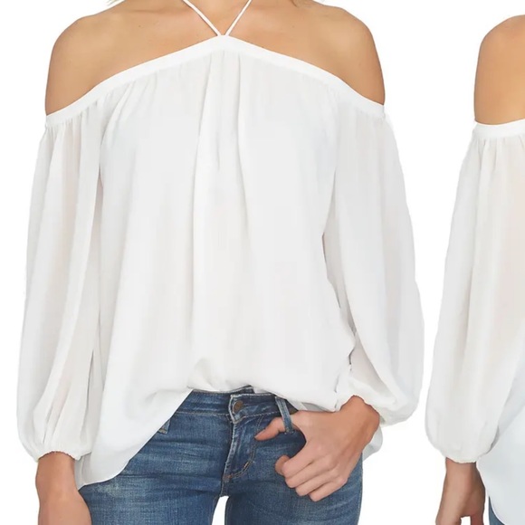 1. State Tops - 1. State white cold shoulder blouse